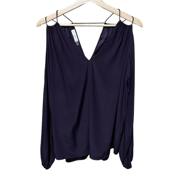 EUC - Ramy Brook Silk Gigi Cold Shoulder V Neck Blouse - size XS - Picture 3 of 4